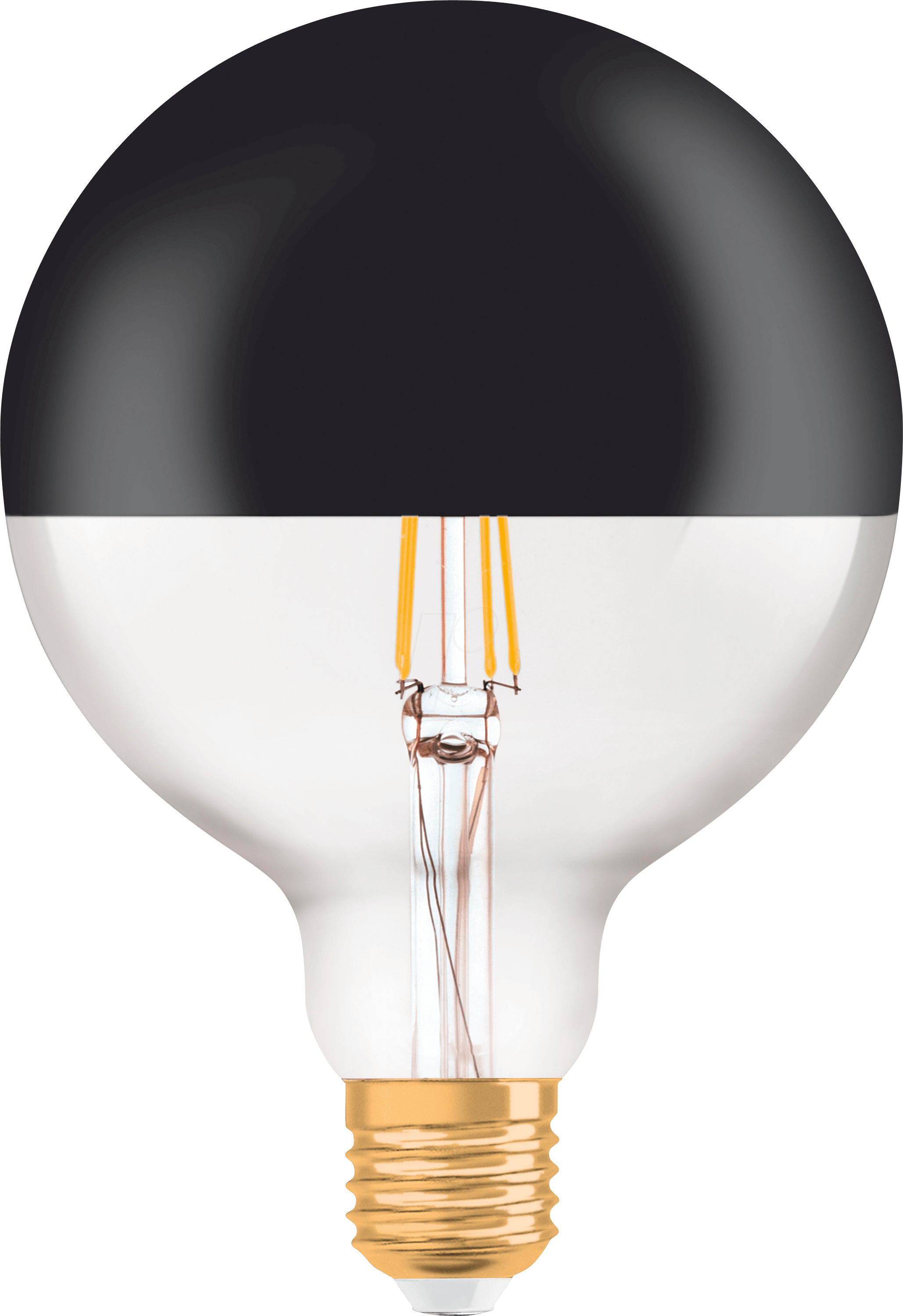 Half Black Half Clear Lightbulb PNG with transparent background