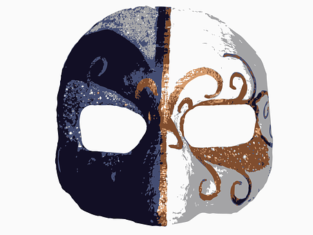Half Blue Half White Masquerade Mask PNG with transparent background