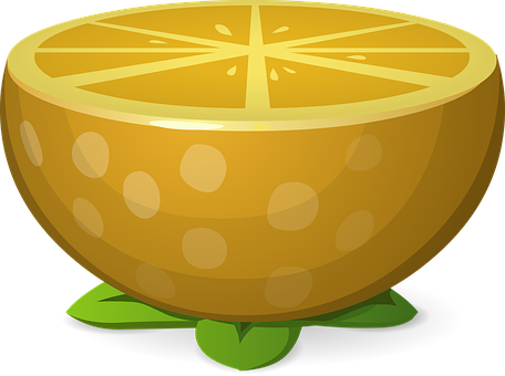 Half Cut Lemon Cartoon Illustration PNG with transparent background