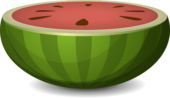 Half Cut Watermelon Illustration PNG with transparent background