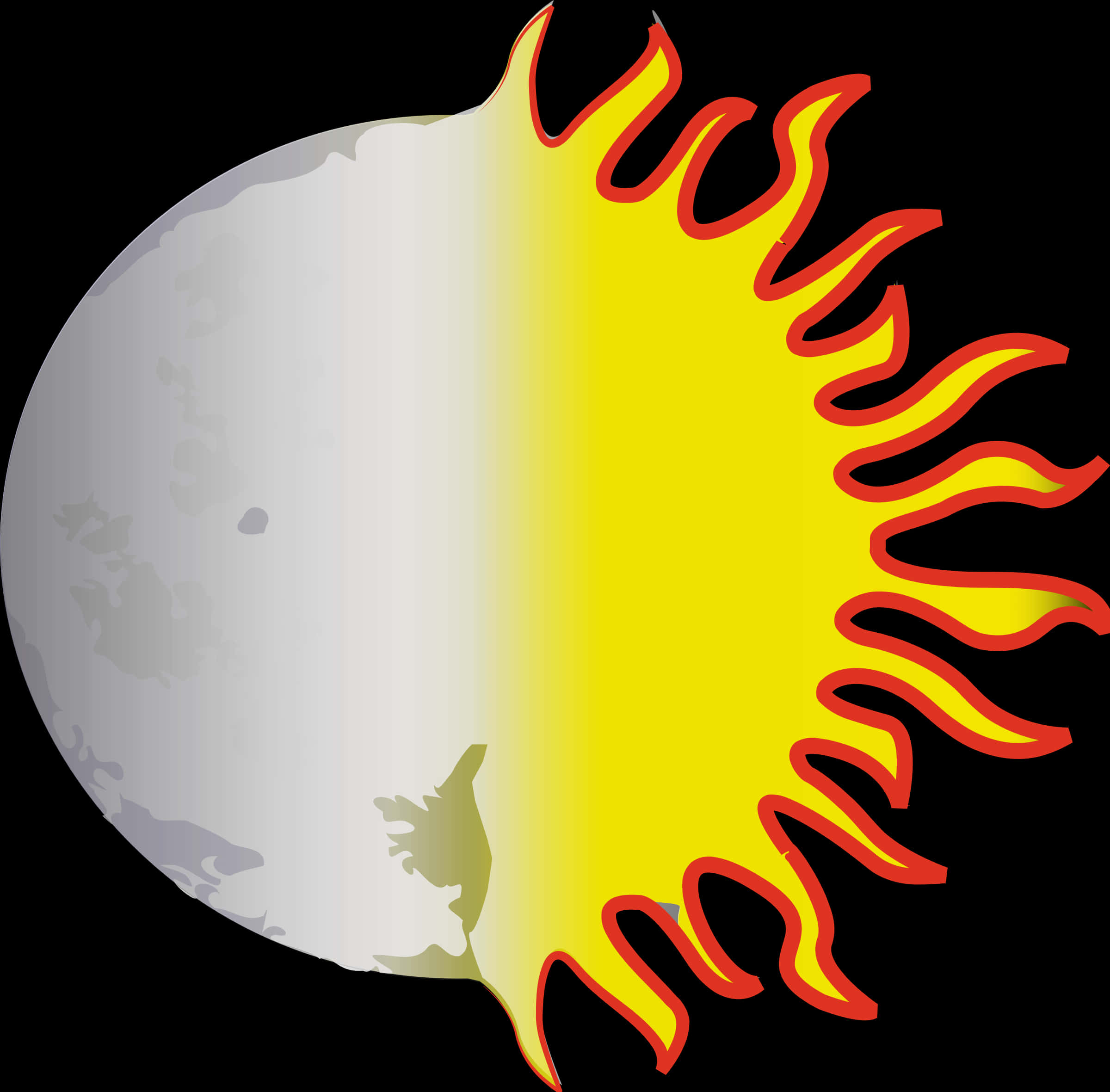 Half Illustrated Sun Transparent Background