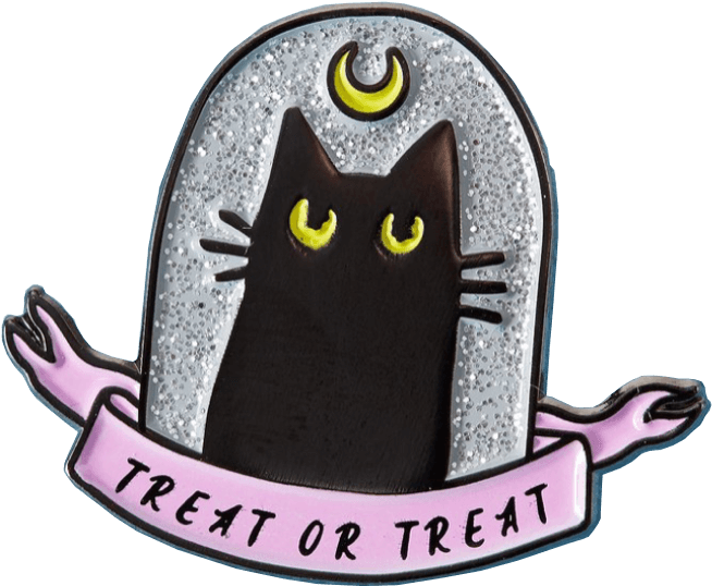 Halloween Black Cat Treator Treat Badge