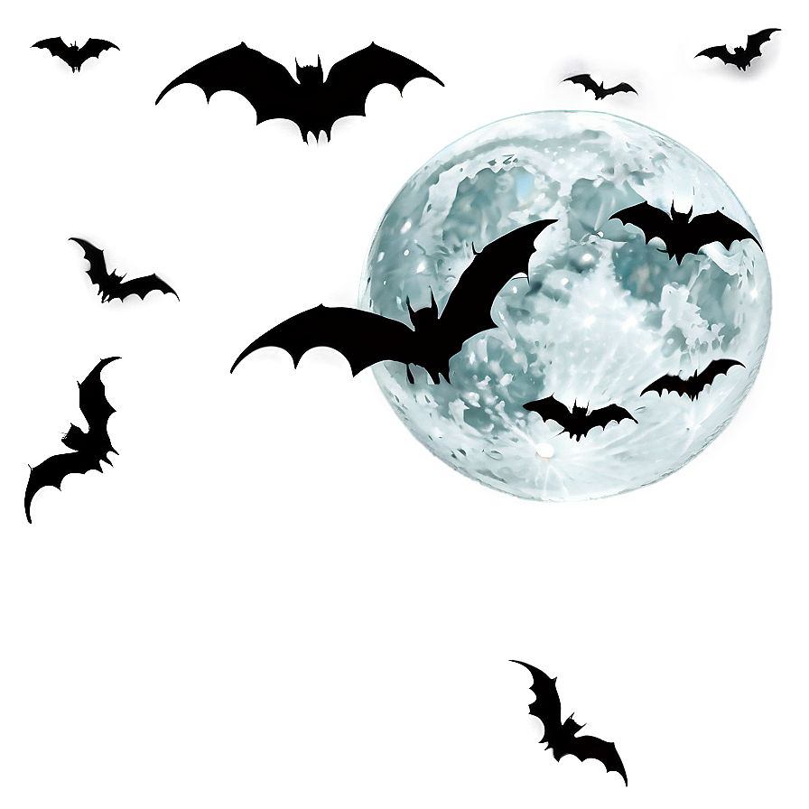 Halloween Moon And Bats Png Aqd