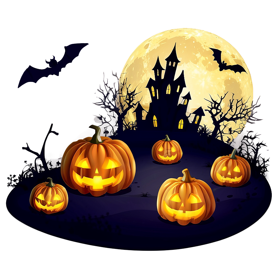 Halloween Night Cartoon Scene Png 06252024