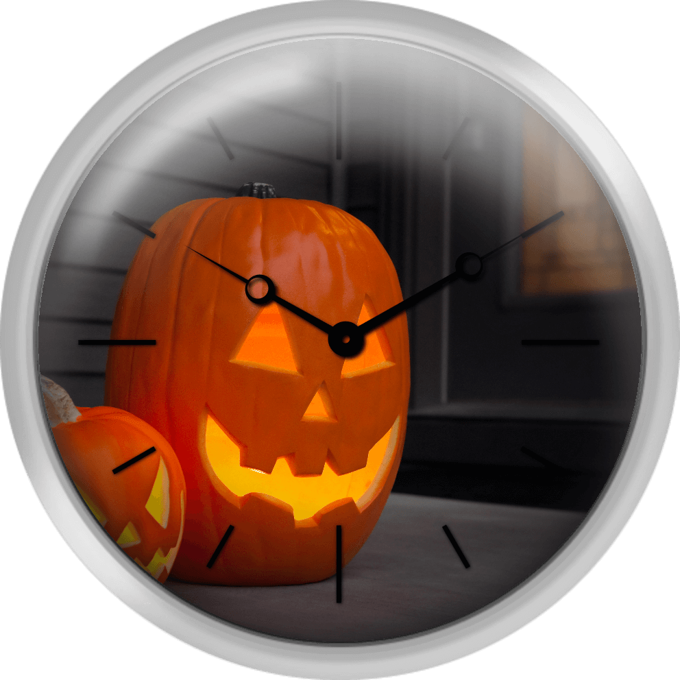 Halloween Pumpkin Clock Design PNG with transparent background
