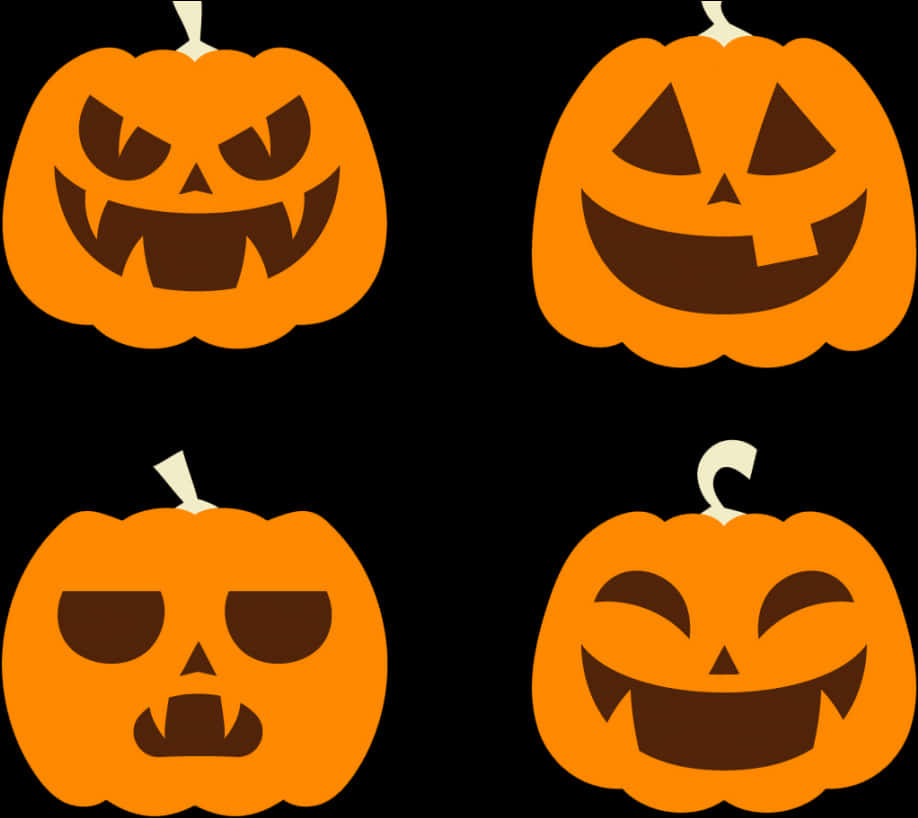 Halloween Pumpkin Faces Vector