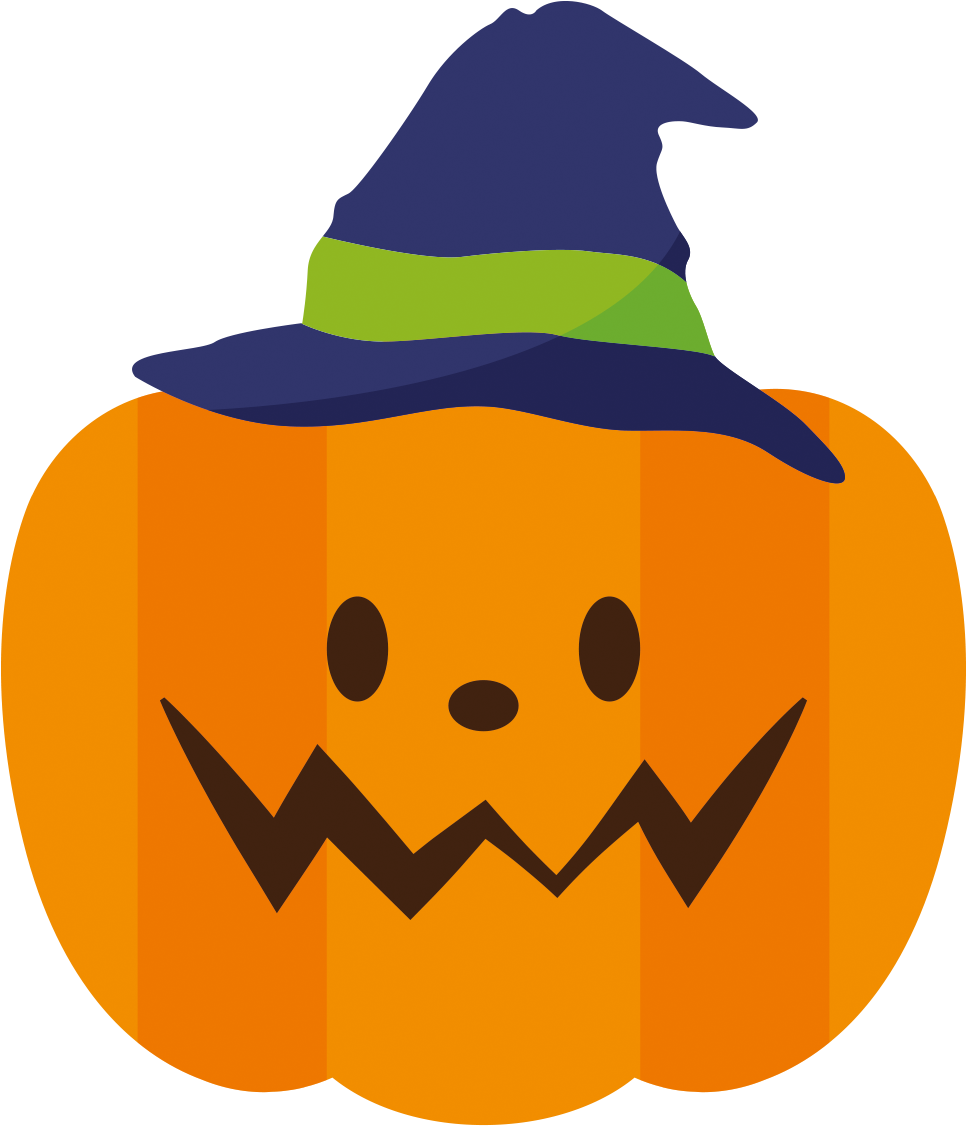 Halloween Pumpkin Witch Hat Vector