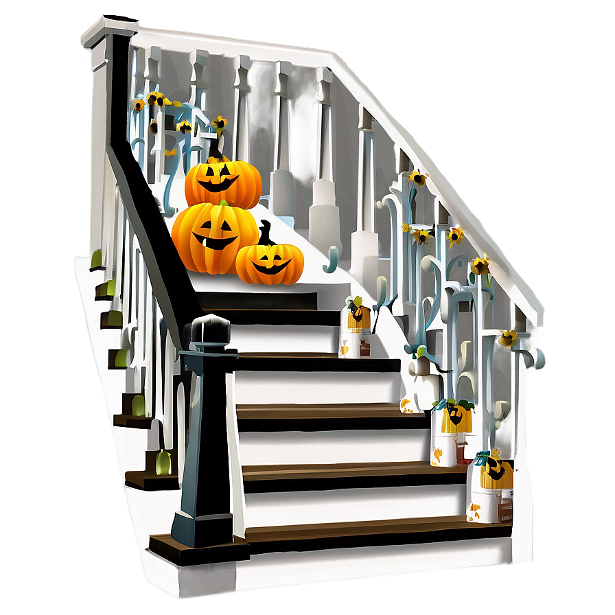 Halloween Staircase Decor PNG 06212024 896x896 PNG image with a transparent background, free high-resolution download