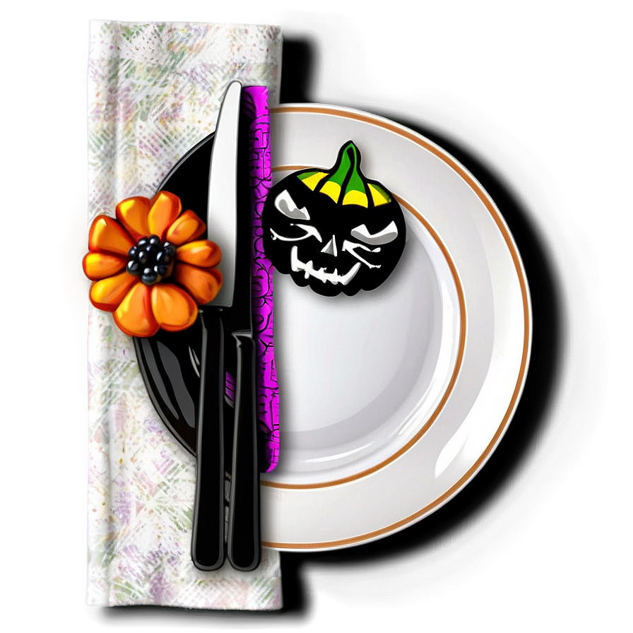 Halloween Table Setting PNG tag PNG image with a transparent background, free high-resolution download