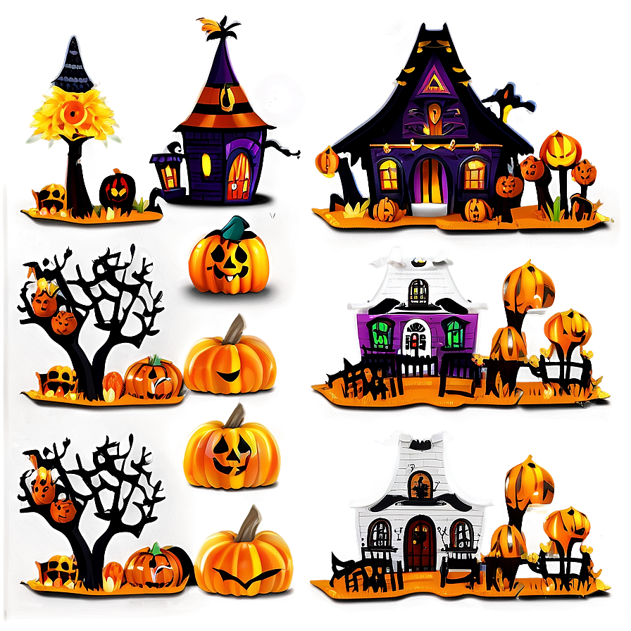 Halloween Village Sets PNG 06212024 896x896 PNG image with a transparent background, free high-resolution download