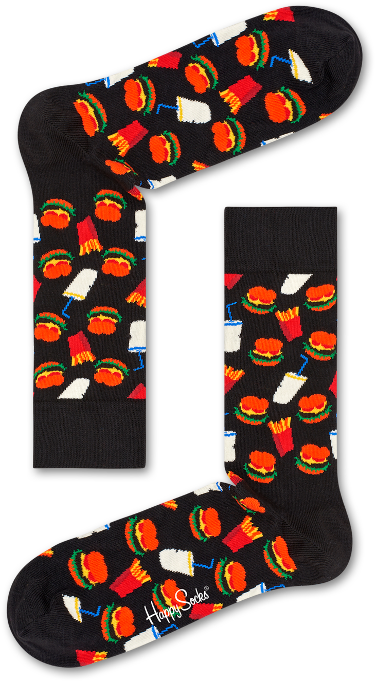 Hamburger Pattern Socks PNG with transparent background
