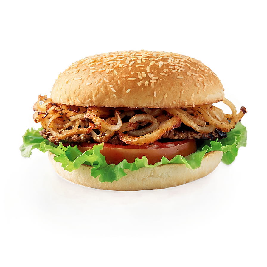 Hamburger With Crispy Onions Png Vjy87