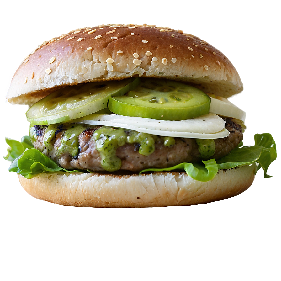 Hamburger With Pesto Sauce Png Aex87