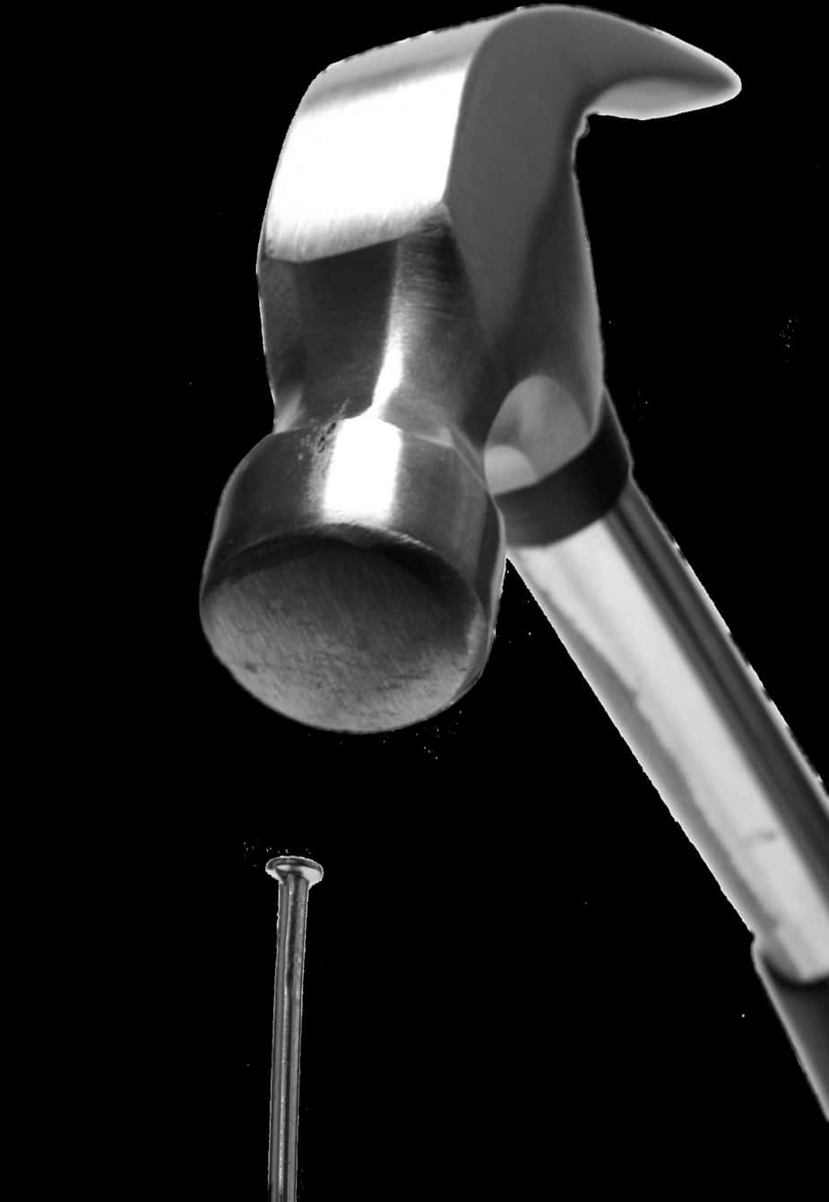 Hammer And Nail Black And White PNG image with a transparent background, free high-resolution download