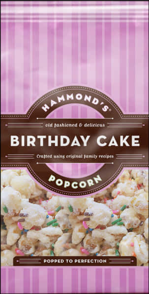 Hammonds Birthday Cake Popcorn Packaging