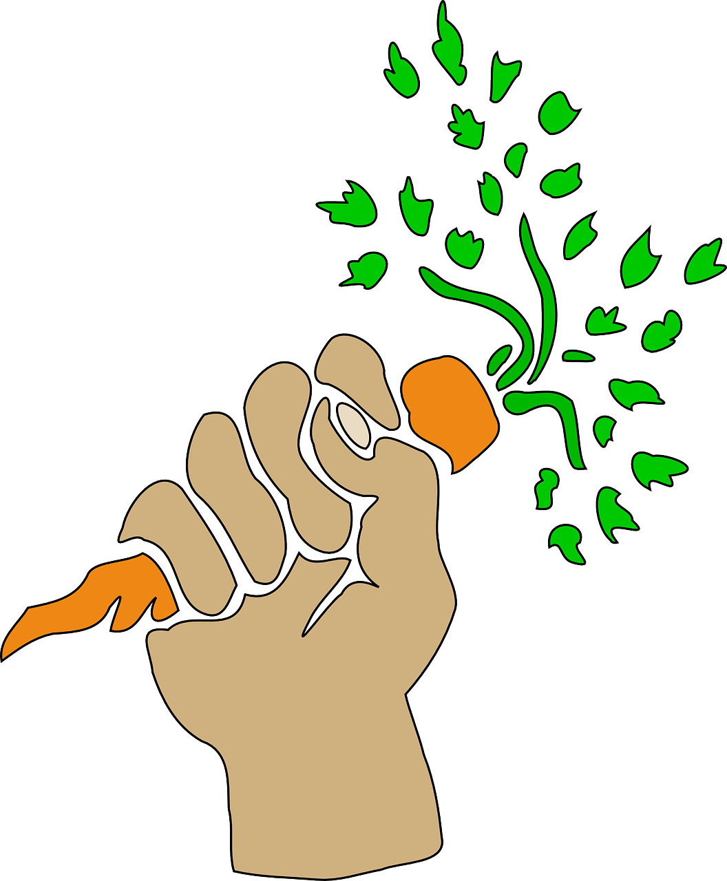 Hand Crushing Carrot Clipart