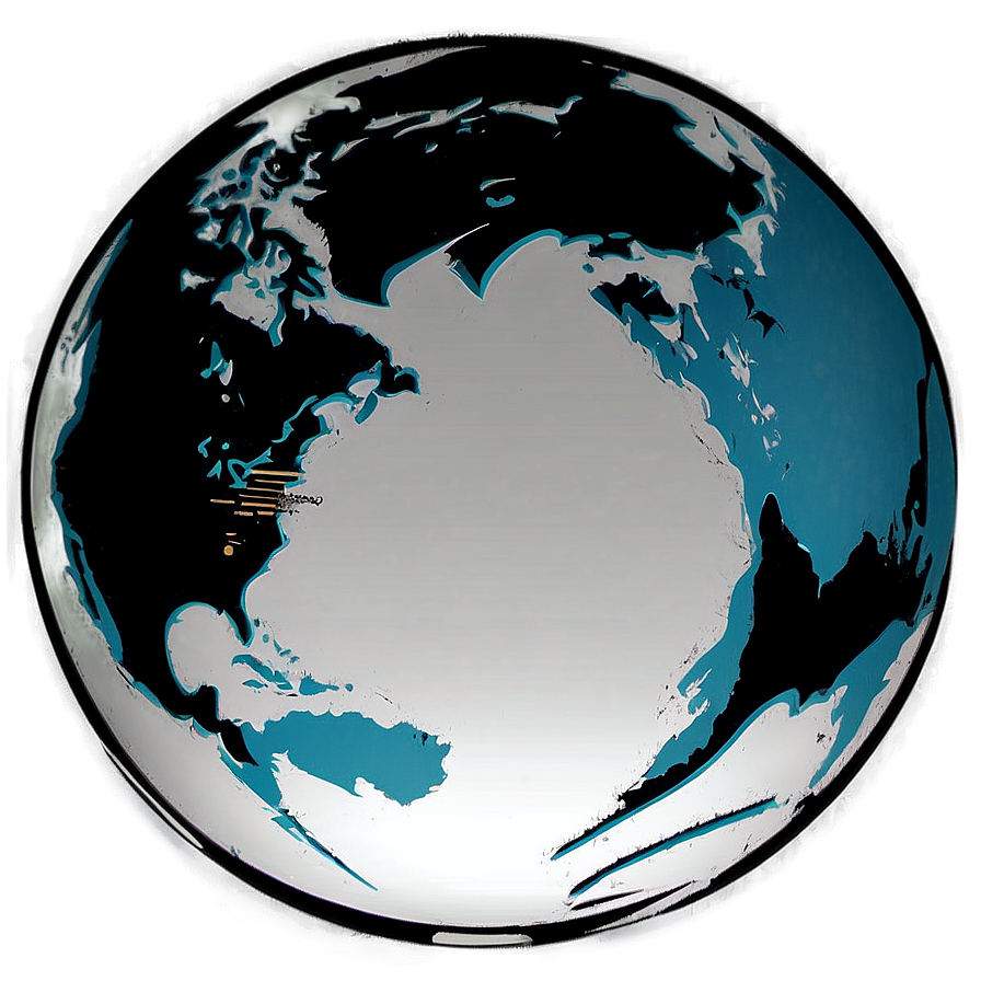 Hand-drawn Black And White Globe Png 06282024