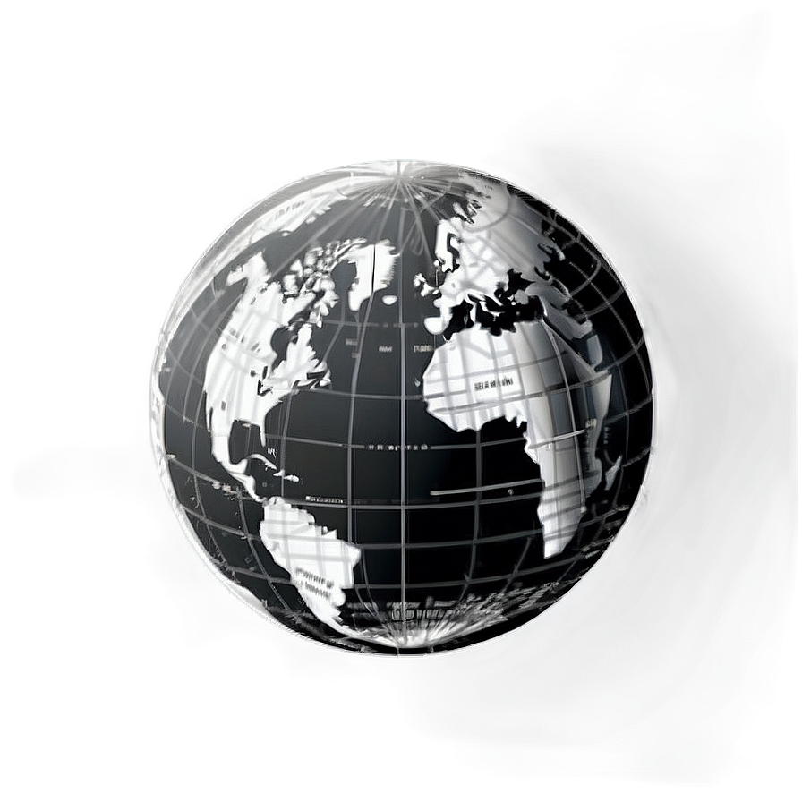 Hand-drawn Black And White Globe Png 06282024