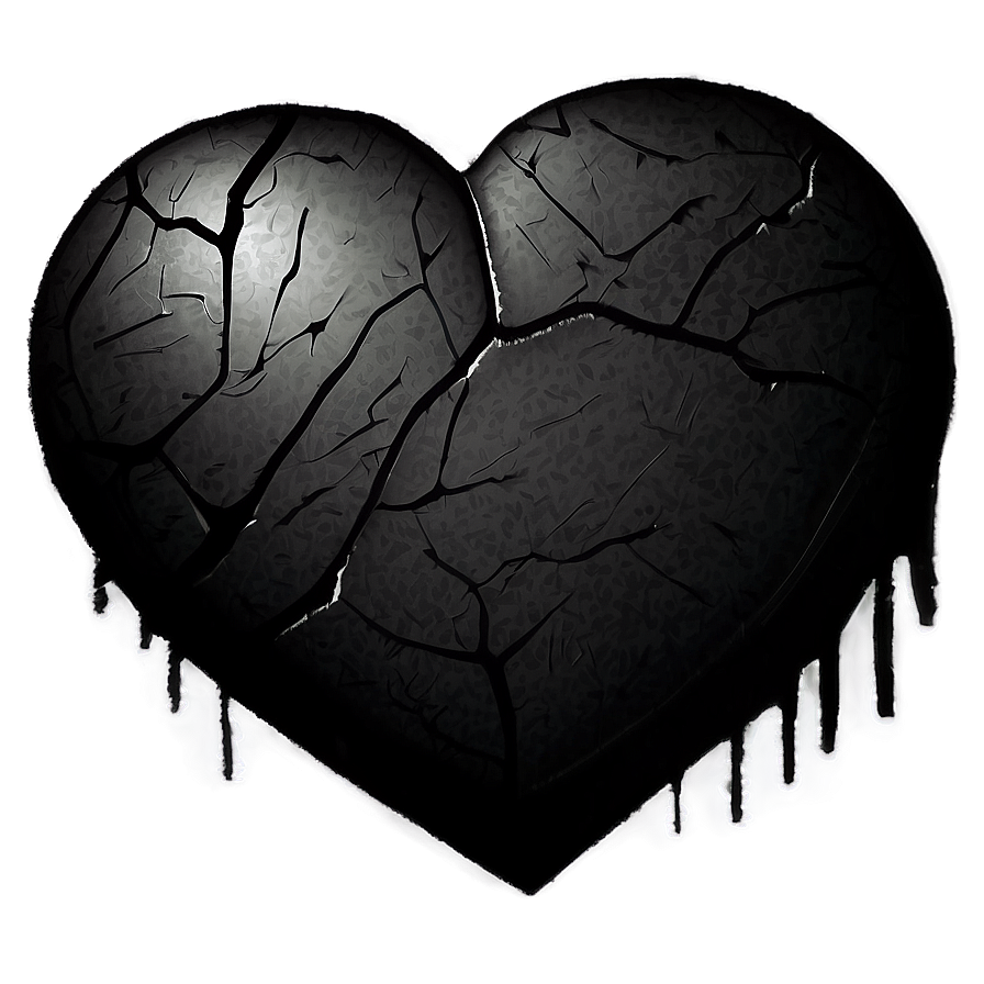 Hand-drawn Black Broken Heart Png 30