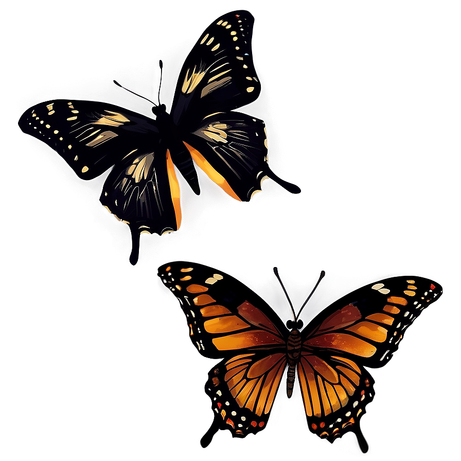 Hand Drawn Black Butterfly Png 5