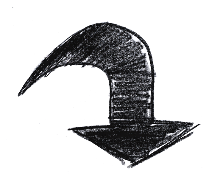 Hand Drawn Black Curved Arrow