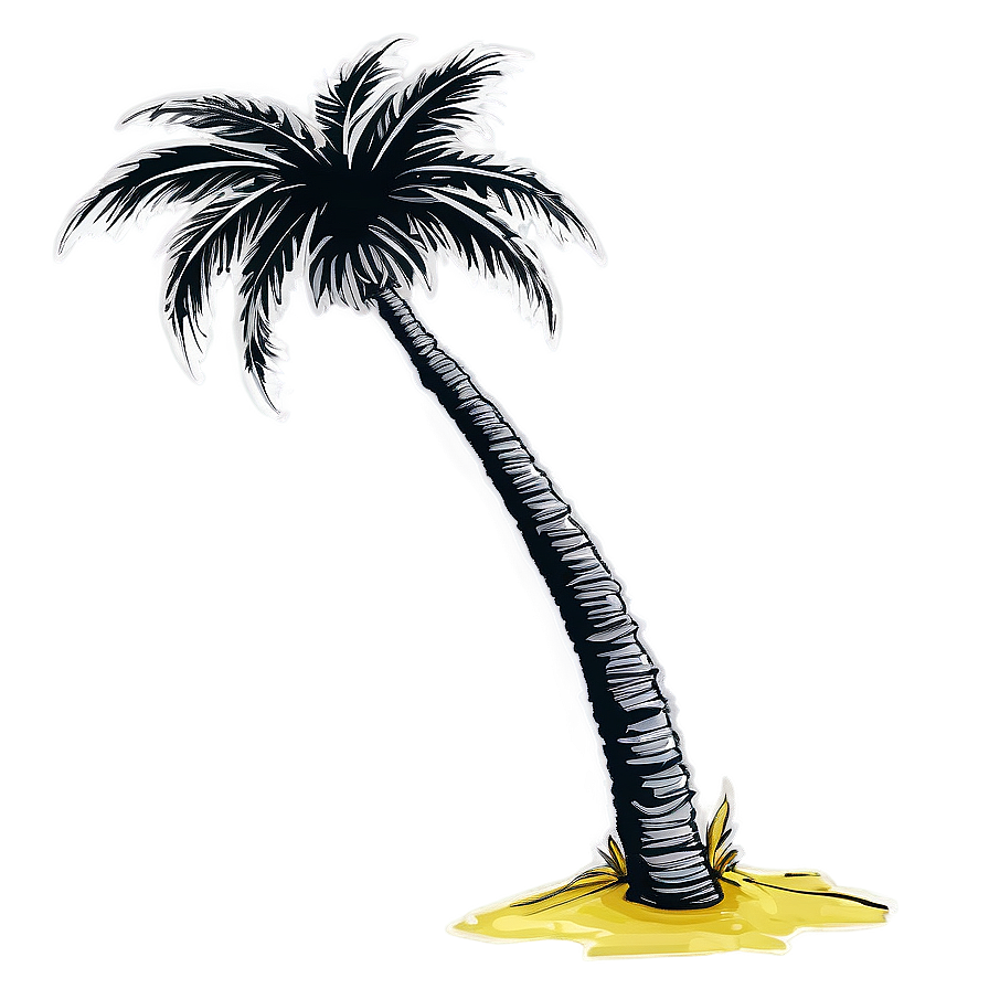 Hand Drawn Black Palm Tree Png 06262024