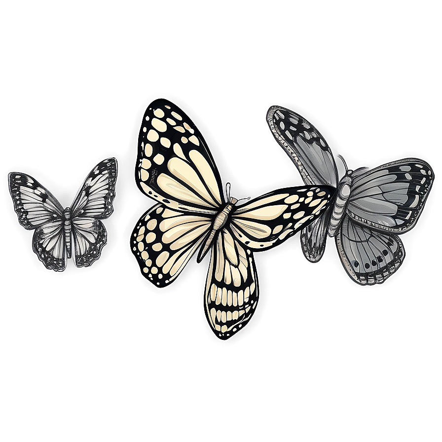 Hand Drawn Butterfly Sketch Png Vlm