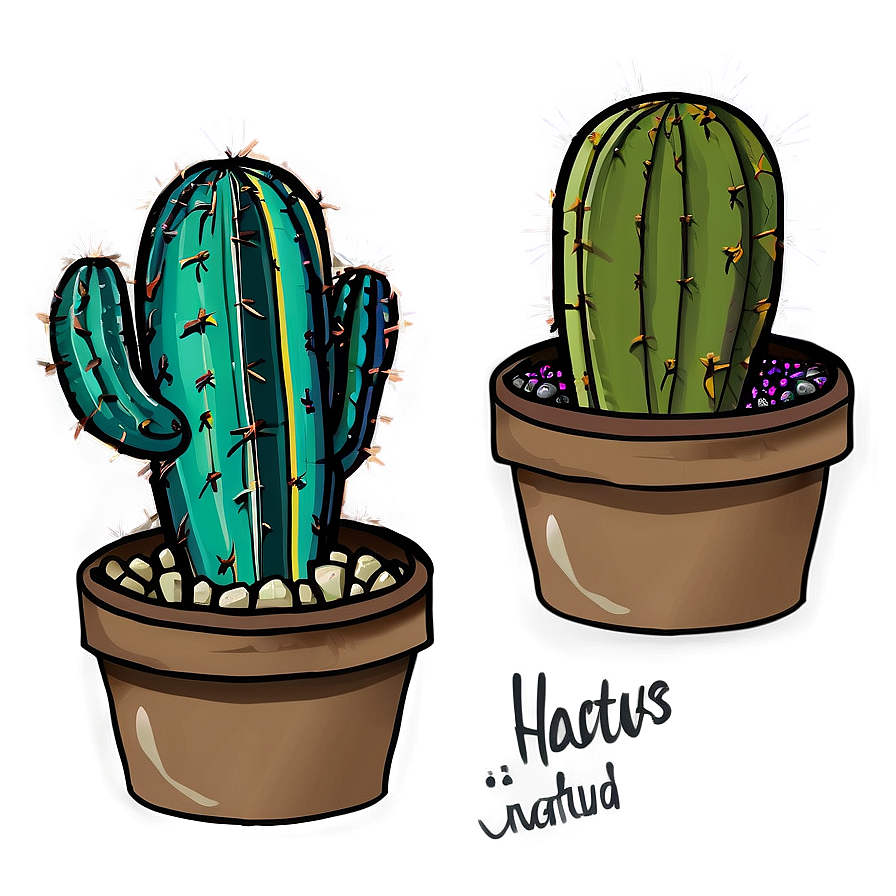 Hand-drawn Cactus Set Png 56