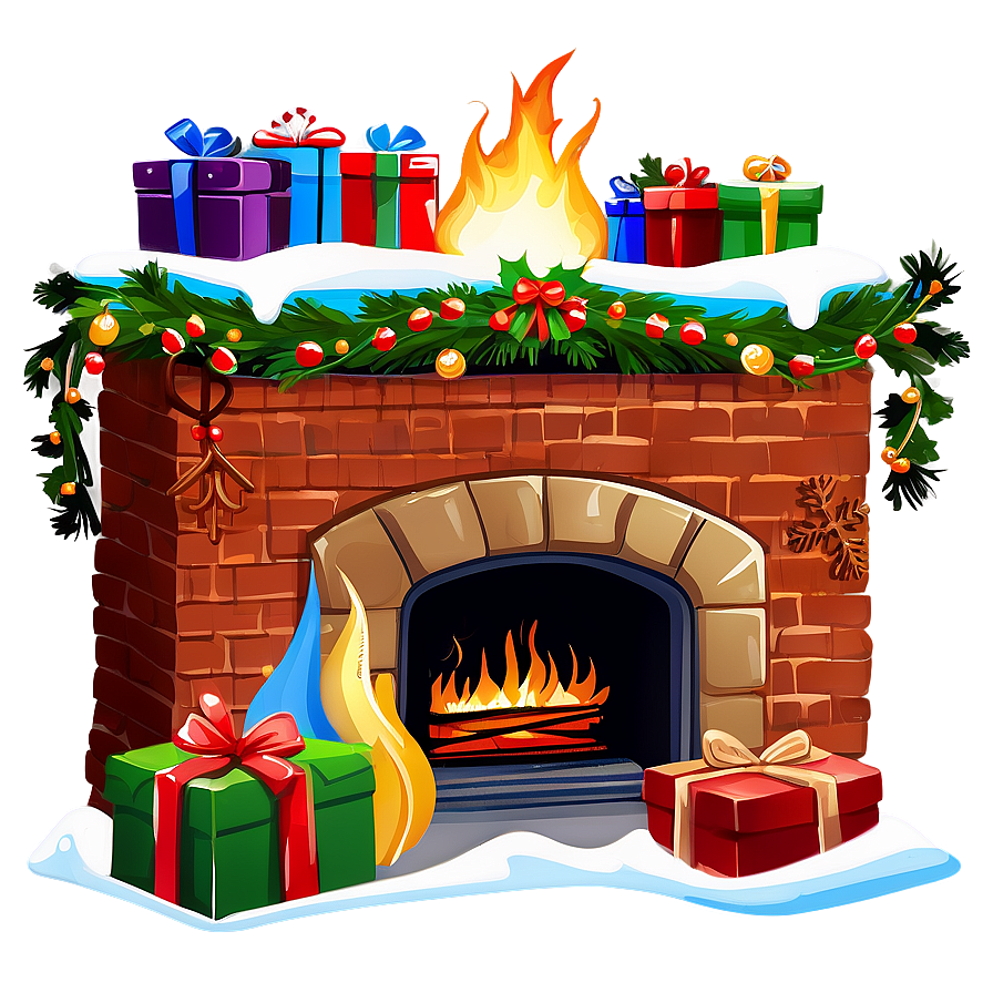 Hand-drawn Christmas Fireplace Png 06262024