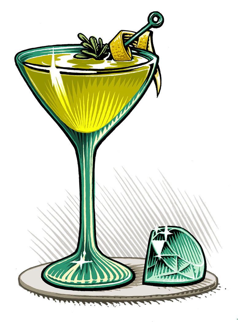 Hand Drawn Cocktail Glass With Garnish