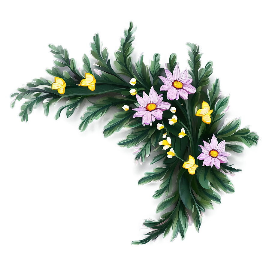 Hand-drawn Corner Flower Png Bhe