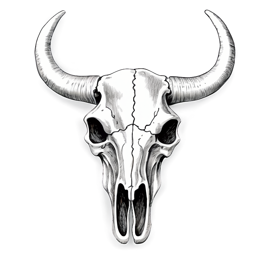 Hand-drawn Cow Skull Png 06132024