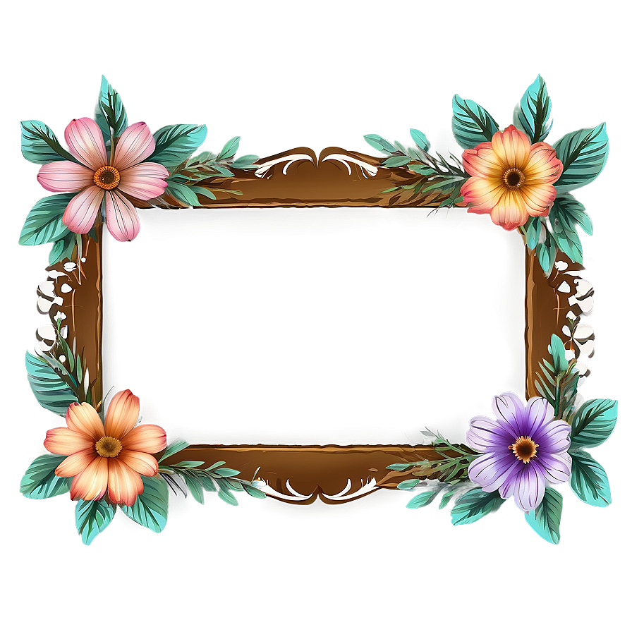 Hand Drawn Flower Frame Png 05252024