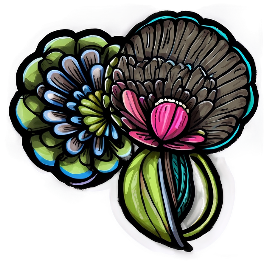 Hand-drawn Indie Flower Art Png 06252024