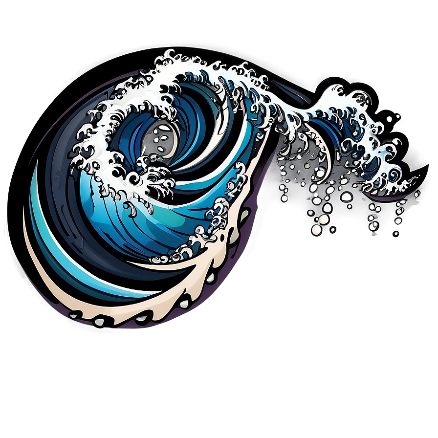 Hand Drawn Japanese Wave Png 28