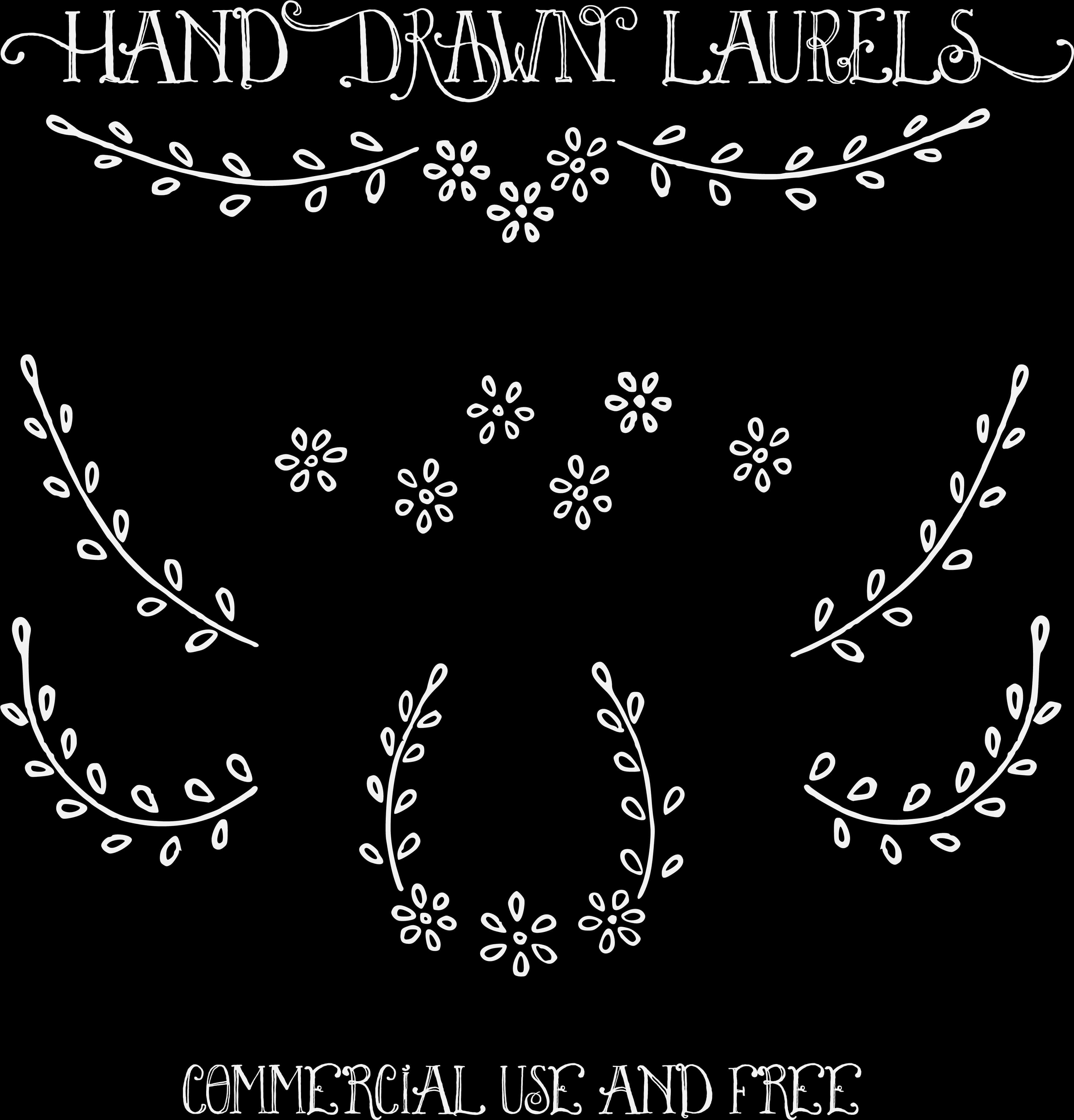 Hand Drawn Laurel Wreaths Vector