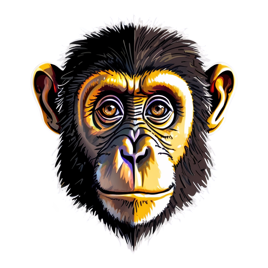 Hand Drawn Monkey Face Png Sug94