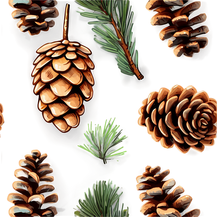 Hand Drawn Pine Cone PNG 12 PNG image with a transparent background, free high-resolution download