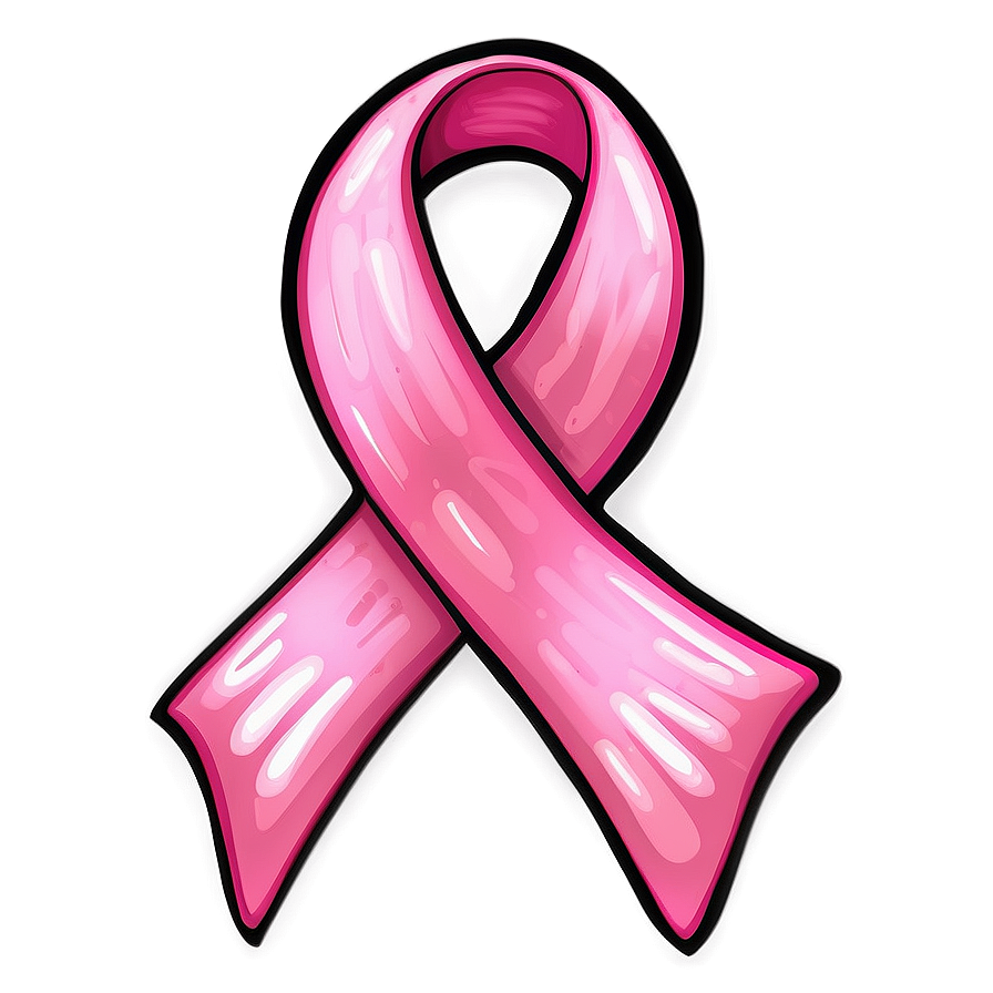 Hand Drawn Pink Ribbon Png Bnw87