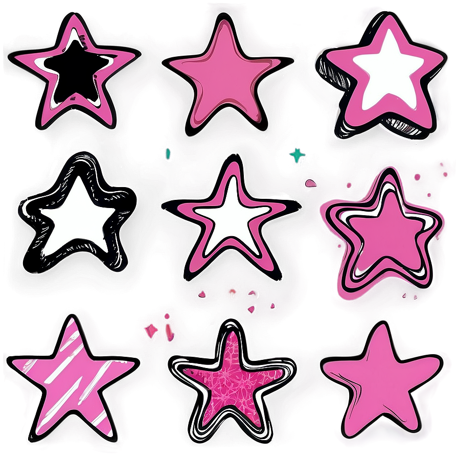 Hand Drawn Pink Stars Png 61