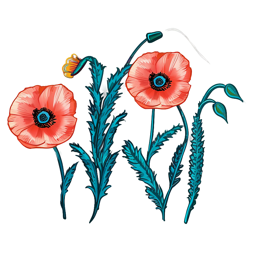 Hand-Drawn Poppy Sketch PNG 06112024 PNG with transparent background