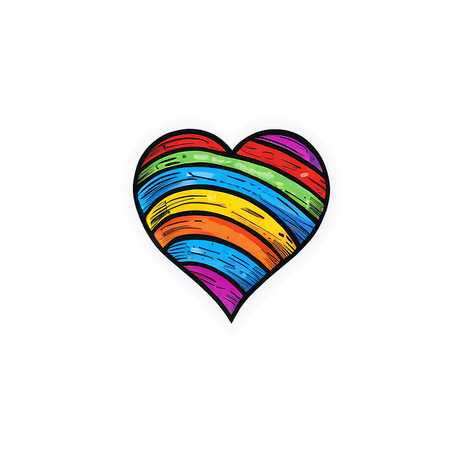 Hand Drawn Rainbow Heart Png 06252024