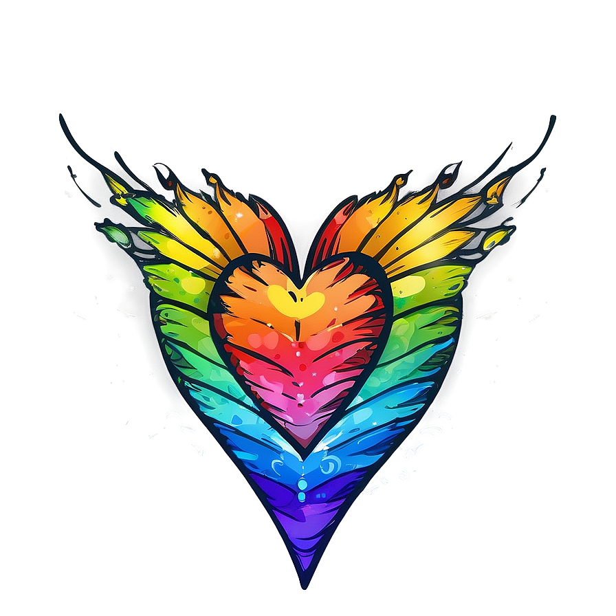 Hand Drawn Rainbow Heart Png 79