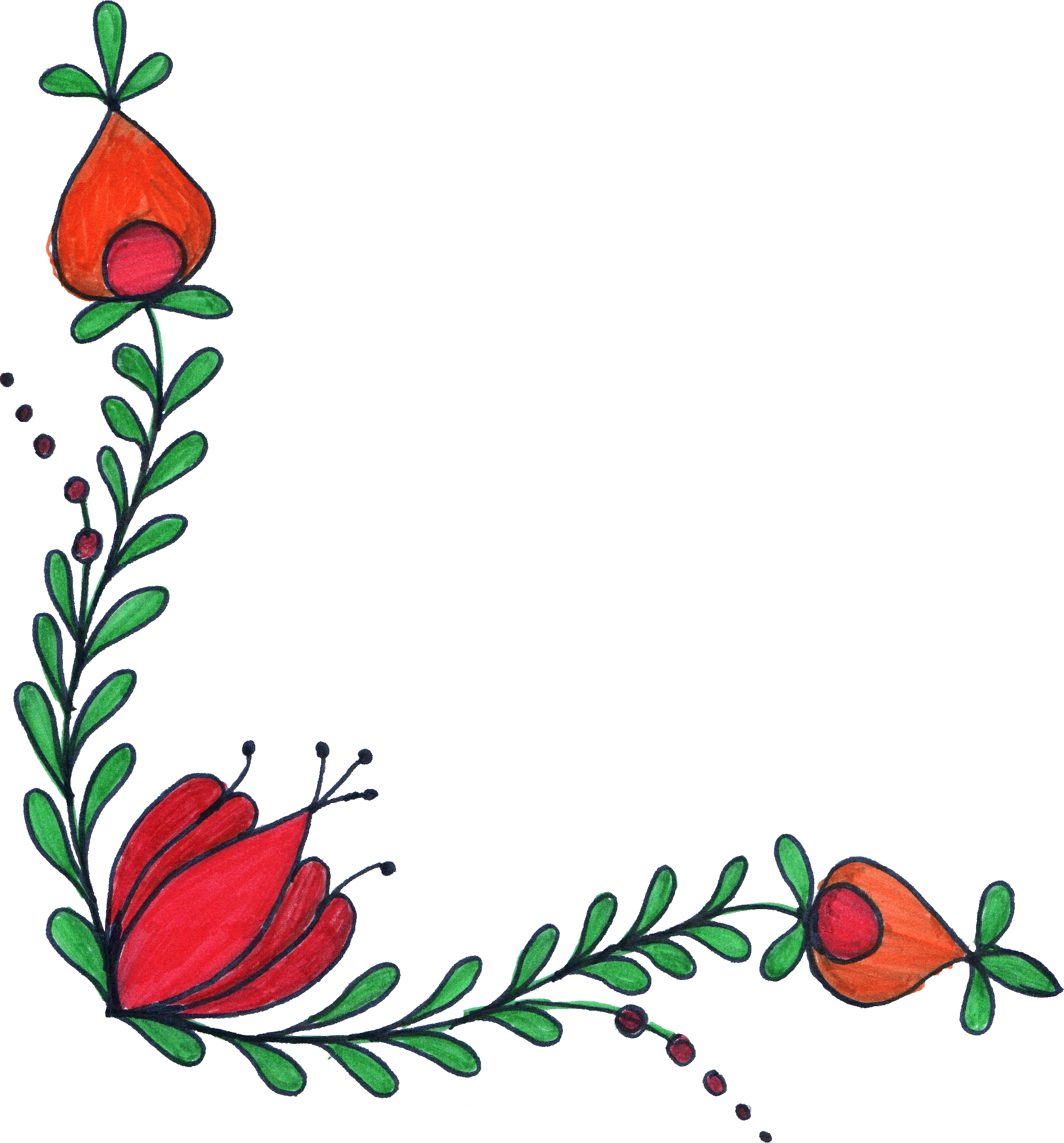 Flower Corner Border Drawing, HD Png Download PNG with transparent background