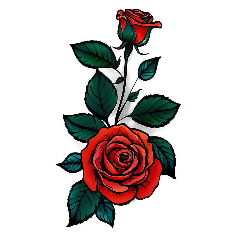 Hand-drawn Rose Tattoo Graphic Png 83