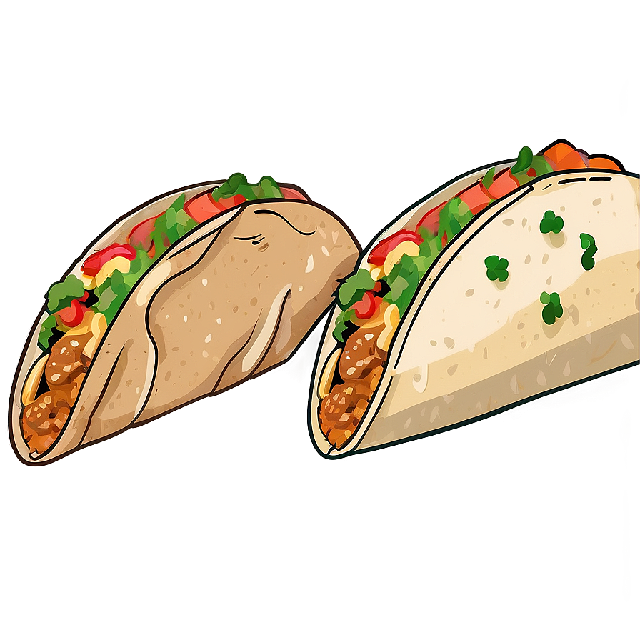 Hand Drawn Taco Clipart Png Bwk