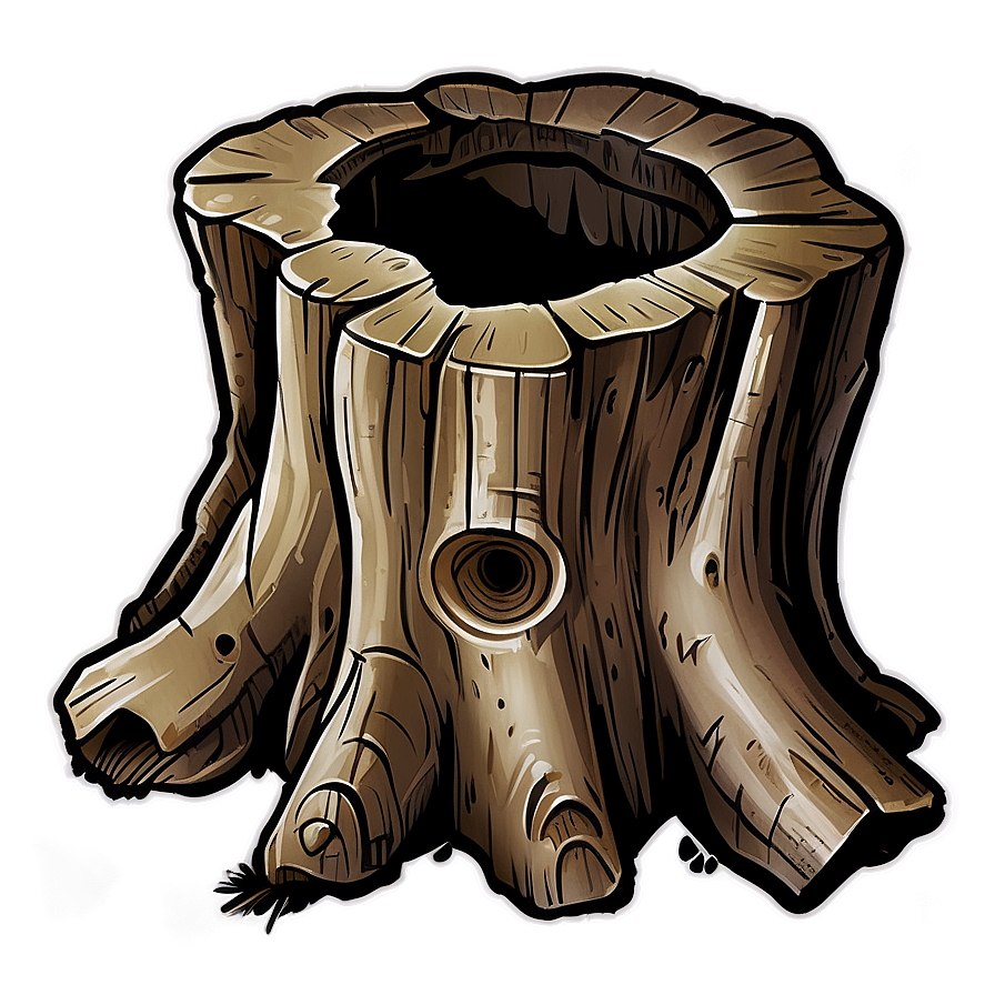 Hand Drawn Tree Stump Png 06132024