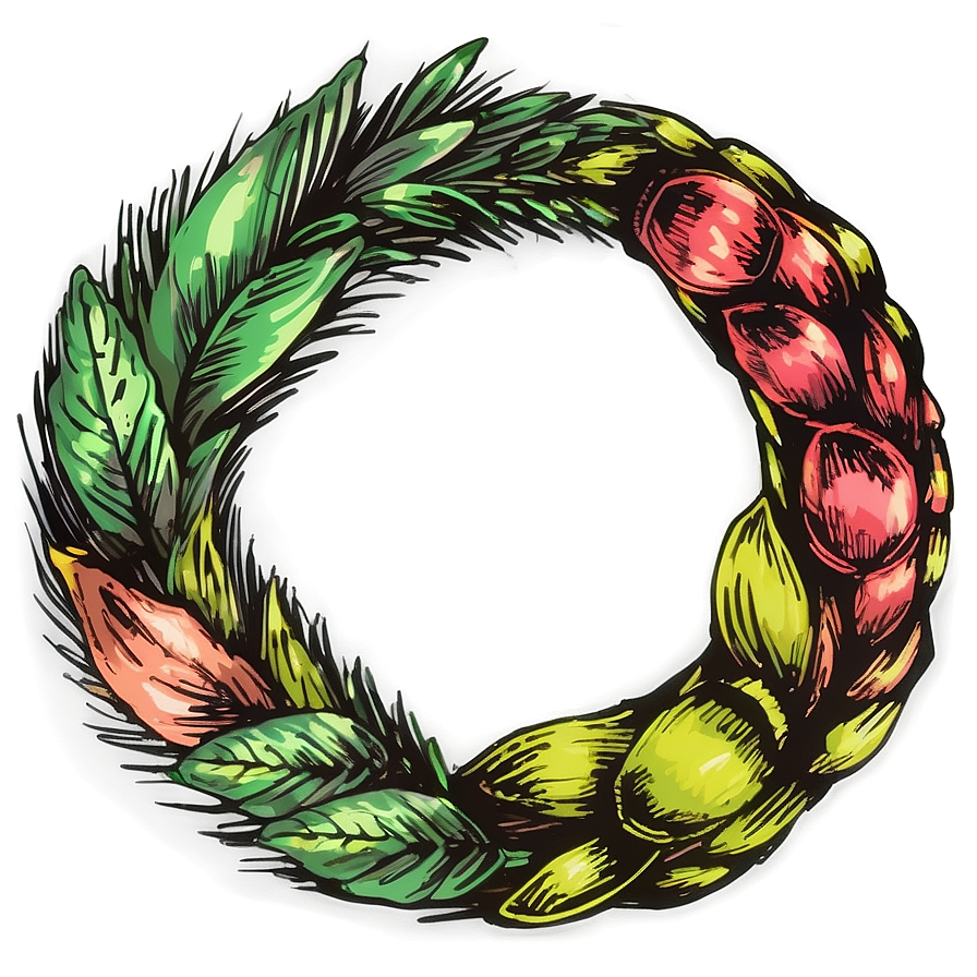 Hand Drawn Wreath Collection Png 10