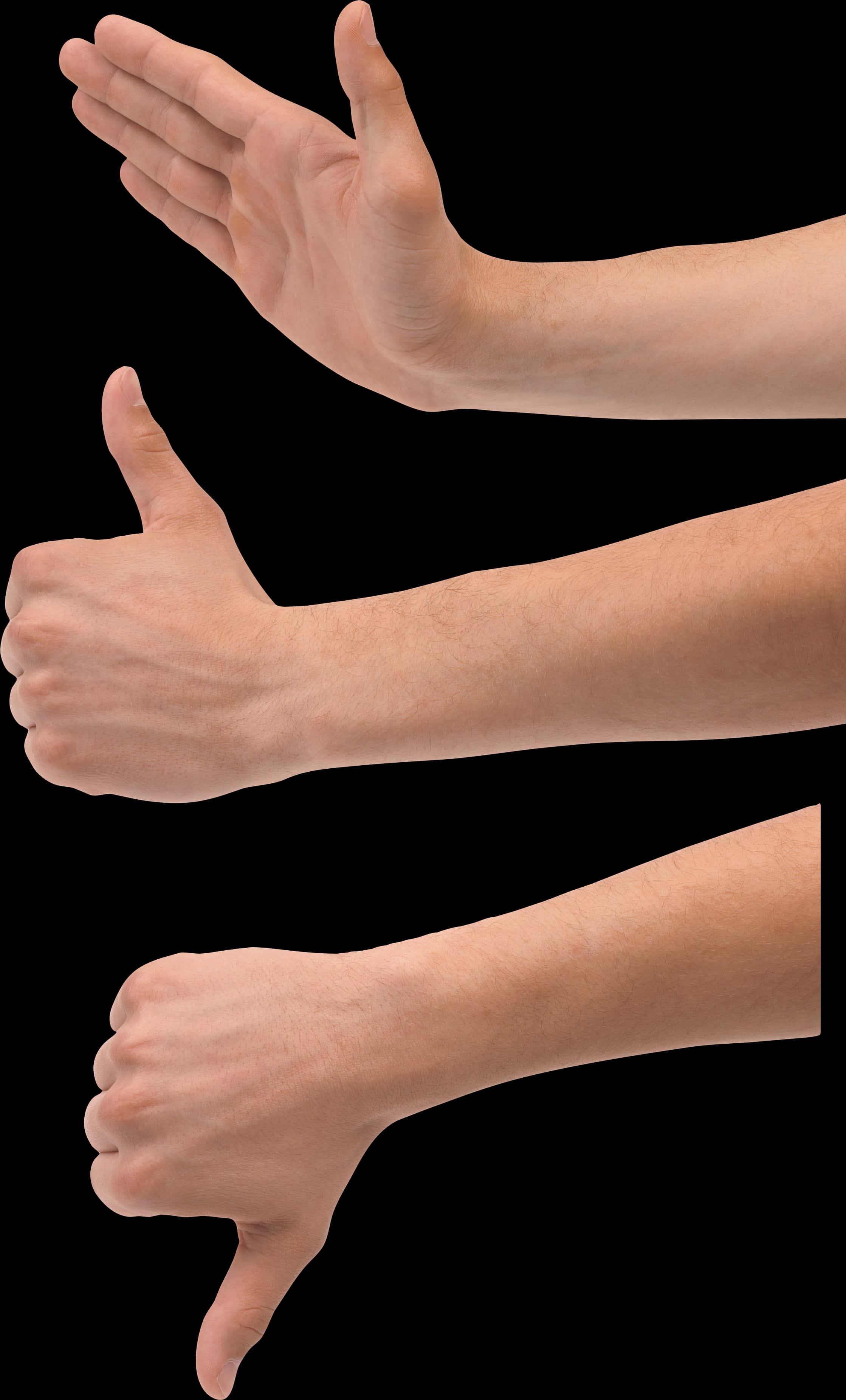 Hand Gestures Thumbs Up Down Side PNG with transparent background