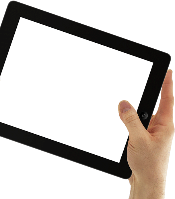 Hand Holding Blank Tablet PNG with transparent background